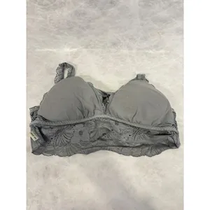 Aerie Grey Floral Lace Bralette‎ Racerback Strappy Lined Bra Size Medium thumbnail 5