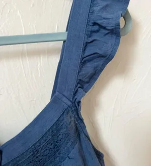 NWT American Eagle cropped blue ruffle top size M thumbnail 4