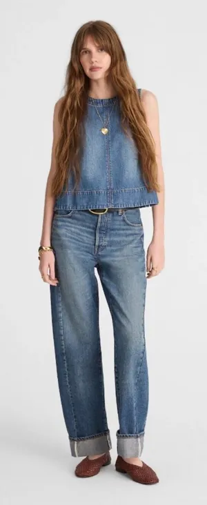 Madewell The Pieced Barrel-Leg Full-Length Jean in Mosby Wash thumbnail 1
