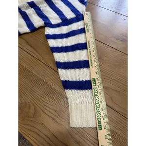 LuLaRoe Oversized Cardigan Sweater White Blue Stripes Size Medium Button‎ Preppy thumbnail 6