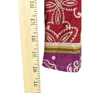 Dress Forum Los Angeles NWOT Multicolor Patchwork Square‎ Neck Puff Sleeve Top thumbnail 8