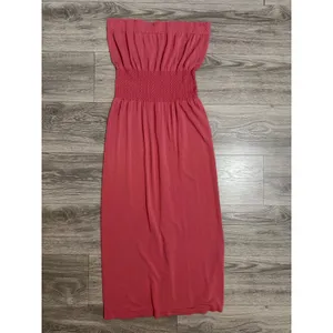 Lark + Grey Maxi Dress S/M Pink Strapless Smocked‎ Waist Rose Tube Summer Beach thumbnail 11