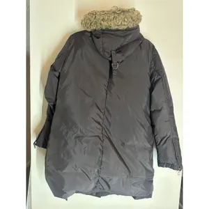 DKNY Vintage Womens Black Faux Fur Hooded Puffer Coat Jacket Size L Y2K Winter thumbnail 5