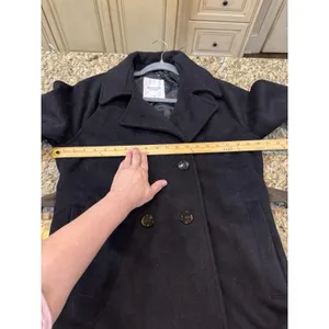 Abercrombie & Fitch Women Black Wool Double Breasted Overcoat Size Medium P thumbnail 6
