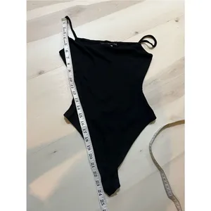 Naked Wardrobe NEW Women Black Spaghetti Strap Ribbed Knit Bodysuit thumbnail 5