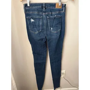 American Eagle High-Rise Ripped Jegging Dark Wash Size 4 X-Long thumbnail 4