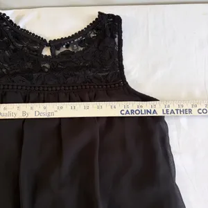 As You Wish Black Lace Chiffon Mini Dress Bohemian Parisian Dress Pompom Medium‎ thumbnail 7
