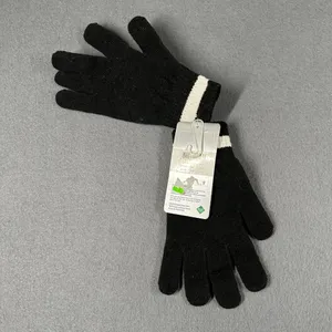 Asics‎ Womens L/XL Black White Knit Stripe Gloves ZC831-9001 NWT thumbnail 2