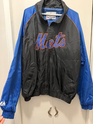 Majestic New York Mets MLB Full Zip Jacket Men's Size M Black Blue Orange thumbnail 1