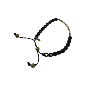 Amelia Rue Beaded Adjustable Black & Gold Tone Bracelet thumbnail 3