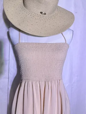 moodie Beige Smocked Tiered Maxi Dress thumbnail 3
