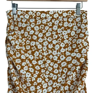 Abound Ruched Floral Ruffle Mini Skirt Brown White Boho Summer Size S thumbnail 4