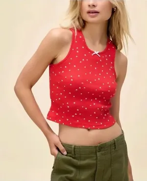 ✨Daydreamer Red Bow Tank Sz Small Top with White Stars✨ thumbnail 1