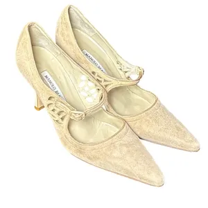 Manolo Blahnik Mary Jane Pump Heel 37.5 Laser Cut Stiletto Quiet Luxury Designer thumbnail 2