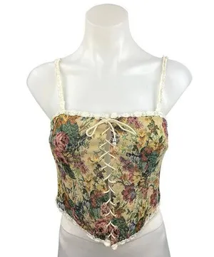 Finesse Victorian Antoinette Tapestry Floral Embroidered Corset Bustier Top Sz S thumbnail 1