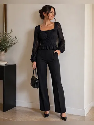 Black Lace Peplum Long thumbnail 2