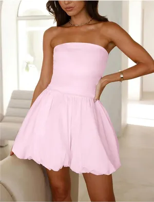 Pink strapless Y2K mini bubble dress Size M thumbnail 2