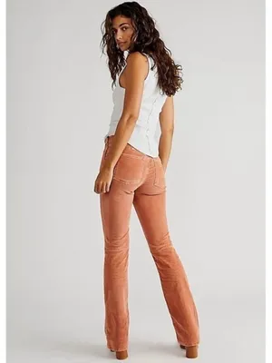 Free People We The Free Pants Size 27 Cognac Brown Corduroy‎ Slim Flare Western Forest Fairy thumbnail 3
