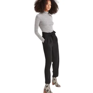 Madewell Drapey Paperbag Business Casual Black High Rise Waist Pants 6 thumbnail 2