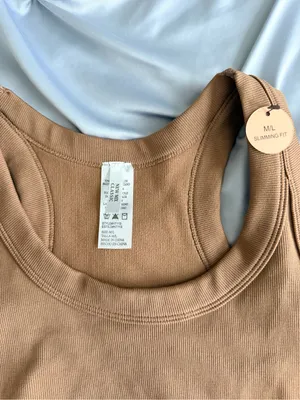 Brown Ribbed Crop Tank Top Size M thumbnail 3