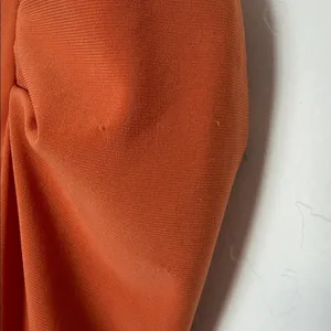 Mac Duggal Ruched Wrap Midi Dress Orange Puff Sleeve Wedding Guest Size 2 thumbnail 8