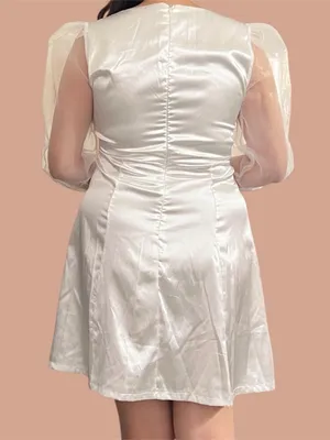 Coquette White satiny mini dress thumbnail 3
