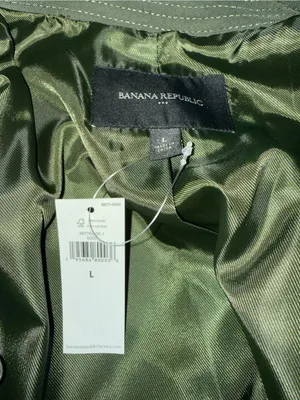 New BANANA REPUBLIC Trench Coat Olive Green Length 38 inches Size L Large Tie thumbnail 7