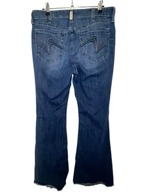 Ariat REAL Medium Wash Button Fly Raw Hem Flare Denim Jeans thumbnail 5