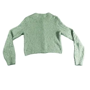 Free People Celeste Cardi Mint Green Cropped Fuzzy Cardigan XL thumbnail 3