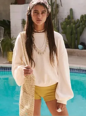 Free People White Soft Pullover Sweater thumbnail 1