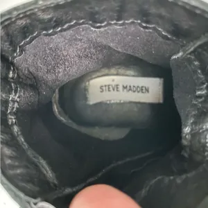 Steve Madden Boots Pursue Leather Ankle Buckles Studded Moto Motorcycle Black thumbnail 13
