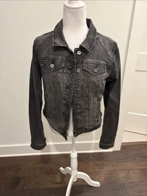 Anthropologie Pilcro Dark Gray Denim Jacket Sz M thumbnail 6
