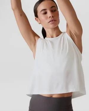 Athleta White Sleeveless Cropped Tank thumbnail 1