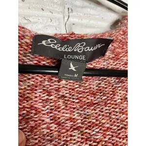 Eddie Bauer Lounge Hooded Cardigan‎ Womens Medium Pink Marled Knit Open Front thumbnail 4