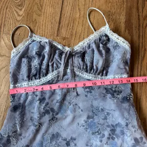 Urban‎ Outfitters Floral Mesh Handkerchief Hem Midi Dress Blue Y2K Large thumbnail 3