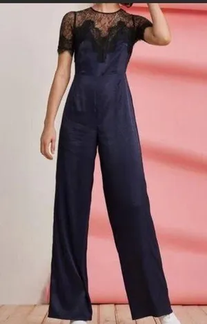 NEW Foxiedox Nixie Lace Wide Leg Illusion Neck Jumpsuit, NWT, Size XS, MSRP $189 thumbnail 1