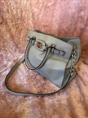 Michael Kors Light Gray Pebbled Leather Satchel with Chain Strap thumbnail 2