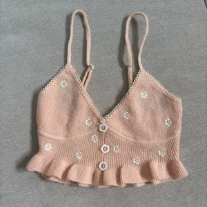 For Love & Lemons Peach Daisy Knit Crop Top thumbnail 1