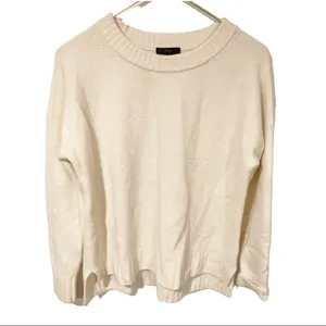 J. Crew Size XS Oversize Cream Wool‎ Alpaca Crewneck Long Sleeve Sweater thumbnail 2