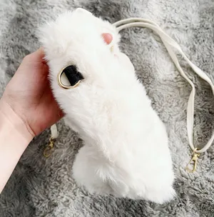 White Y2K Faux Fur Soft Two-way Crossbody Mini Handbag Purse thumbnail 8