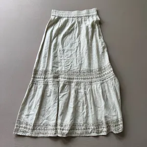 Sole Selena Boho Embroidered Linen Tiered Maxi Skirt thumbnail 2