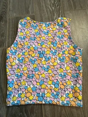 Womens Disney multicolored pastels Balloon spandex quick dry cropped Tank Top XS thumbnail 4
