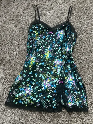 Victoria's Secret Black Floral Lace Trim Mini Dress thumbnail 2