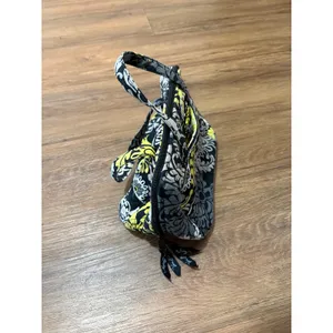 Vera Bradley Quilted Hanging Travel Organizer Cosmetic Bag Gray Yellow Floral thumbnail 3
