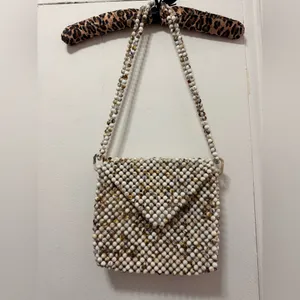 Rachel Ashwell Beaded Marble Beads Bag Purse Shoulder Cream Boho Cream Tan Beach thumbnail 4