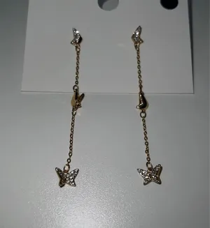 Butterfly Dangle Rhinestone Earrings Gold thumbnail 5