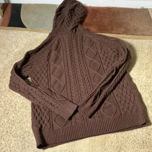 Edikted Cable Knit Pullover Hoodie Women Medium Brown Coquette Dark Academia thumbnail 6