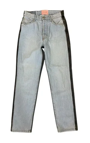 Revice Light Wash Two Tone Jeans 27 Black Side Stripe High Rise Straight Leg thumbnail 1