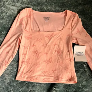 harper&ivy NWT Pink Baby Tee Square Neck Long Sleeve Butterfly’s thumbnail 1