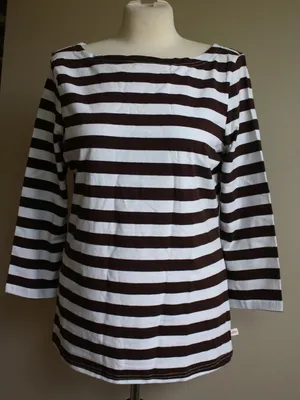 Lolly Wolly Doodle NWT Brown & White Striped Boat Neck Top thumbnail 9
